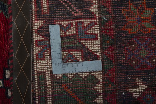 Close-up detail of 2000s Shiraz rug from Iran / Persia showing Wool weave