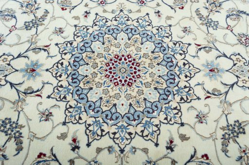 Central medallion detail of 2000s Nain rug from Iran / Persia