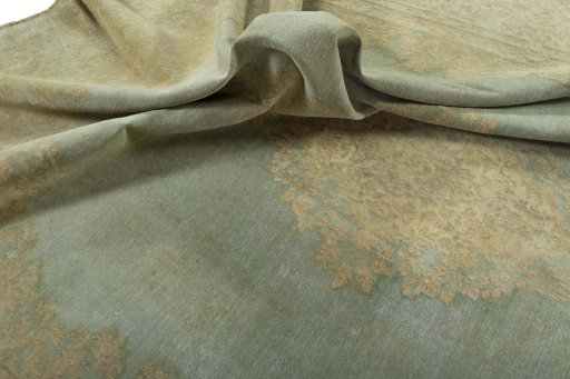 Surface texture of 1970s Vintage rug with natural Wool and intricate pattern