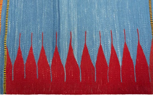 Close-up detail of New Kilim Sofre rug from Turkey showing Wool weave