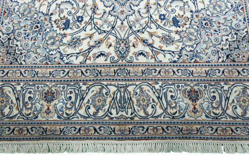Full view of 2000s Kashmar rug from Iran / Persia, 286 × 201 cm in Beige tones