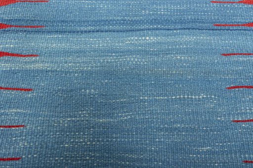 Backside of handmade New Kilim Sofre rug showing knot structure and weave density