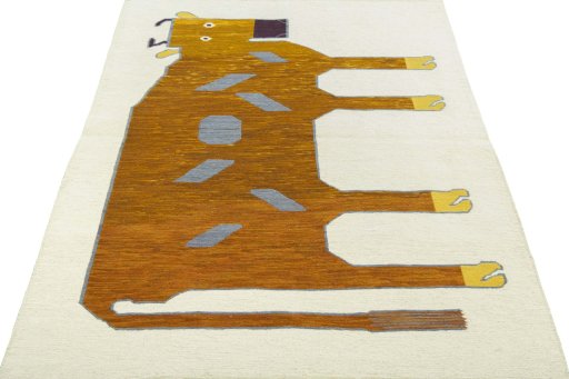 Close-up detail of New Kilim Dastan rug from Turkey showing Wool weave