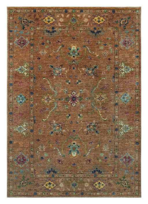 Full view of New Farahan rug from Pakistan, 239 × 169 cm in Yellow tones