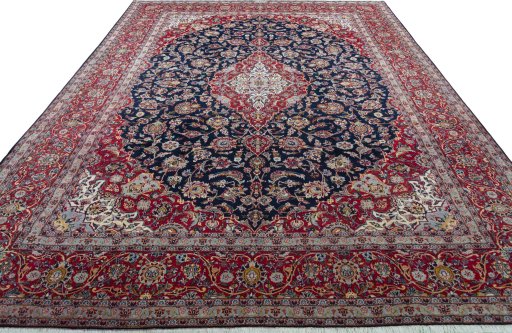Surface texture of 2000s Kashan rug with natural Cork and intricate pattern