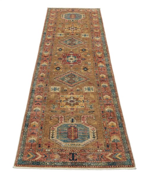 Surface texture of New Kazak rug with natural Wool and intricate pattern