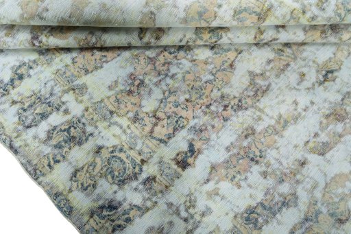 Full view of 1950s Vintage rug from Pakistan, 250 × 185 cm in Beige tones