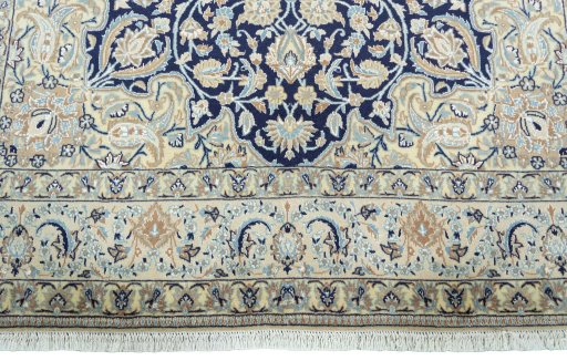 Full view of 2000s Nain rug from Iran / Persia, 286 × 176 cm in Blue tones
