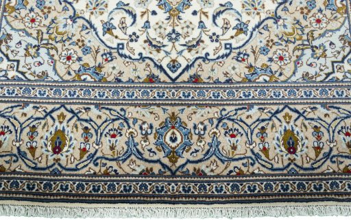 Full view of 2000s Kashan rug from Iran / Persia, 312 × 196 cm in Beige tones