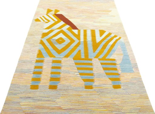 Close-up detail of New Kilim Dastan rug from Turkey showing Wool weave