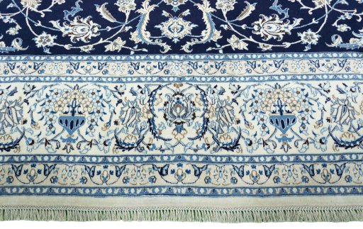 Full view of 2000s Nain rug from Iran / Persia, 385 × 293 cm in Blue tones