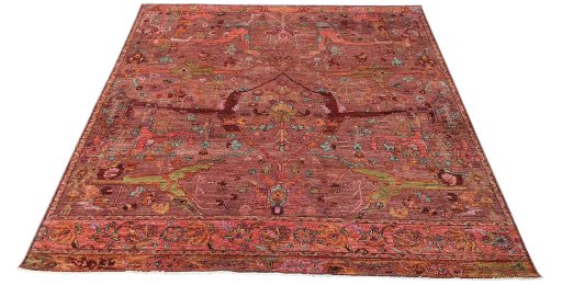 Corner detail of New Farahan rug showing border pattern and Wool pile
