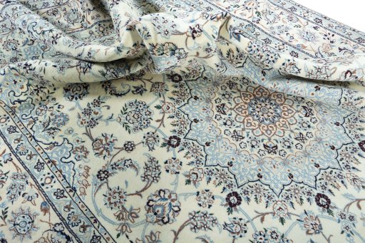 Surface texture of New Nain rug with natural Wool and intricate pattern