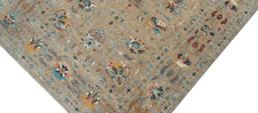 Backside of handmade New Farahan rug showing knot structure and weave density