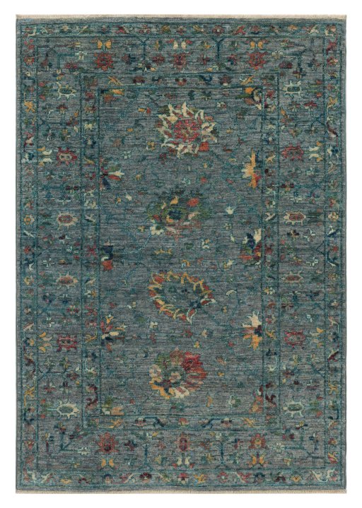 Full view of New Farahan rug from Pakistan, 148 × 101 cm in Blue tones