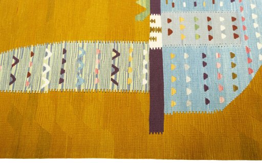 Close-up detail of New Kilim Dastan rug from Turkey showing Wool weave