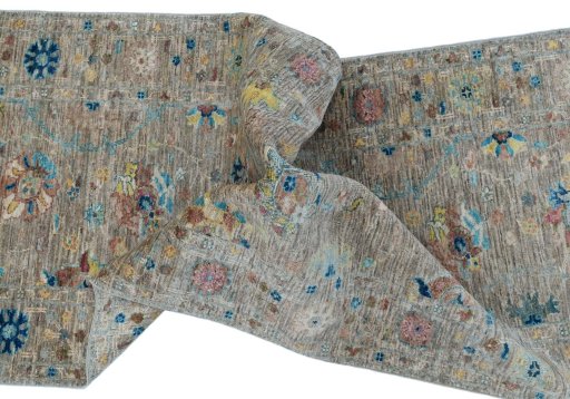 Full view of New Farahan rug from Pakistan, 293 × 81 cm in Beige tones