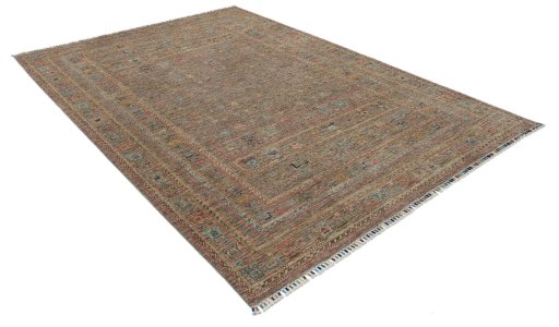 Corner detail of New Samarkand rug showing border pattern and Wool pile