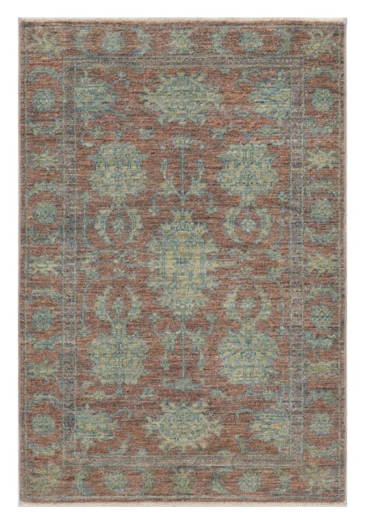 Full view of New Farahan rug from Pakistan, 119 × 83 cm in Brown tones