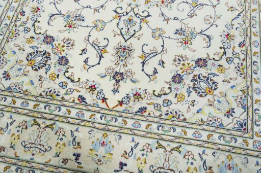 Close-up detail of New Kashan rug from Iran / Persia showing Wool weave