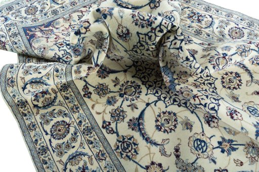 Surface texture of New Nain rug with natural Wool and intricate pattern