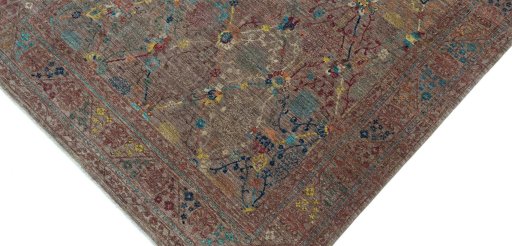 Backside of handmade New Haj-jalili rug showing knot structure and weave density