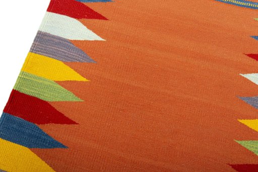 Surface texture of New Kilim Sofre rug with natural Wool and intricate pattern