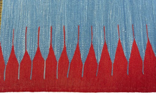 Close-up detail of New Kilim Sofre rug from Turkey showing Wool weave