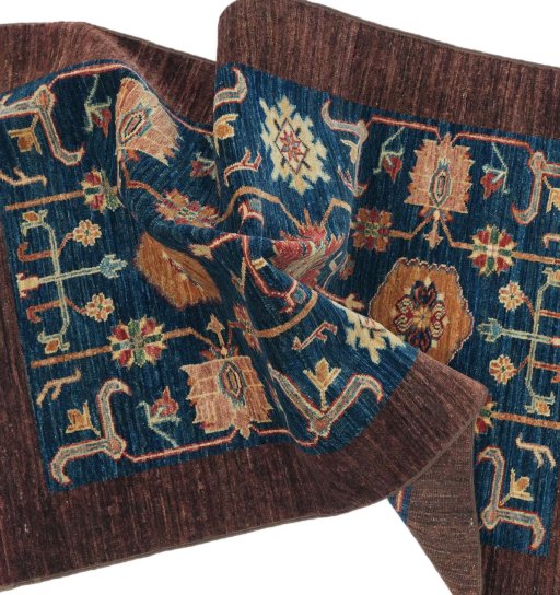 Full view of New Farahan rug from Pakistan, 136 × 83 cm in Blue tones