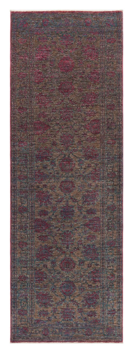 Full view of New Farahan rug from Pakistan, 249 × 81 cm in Brown tones