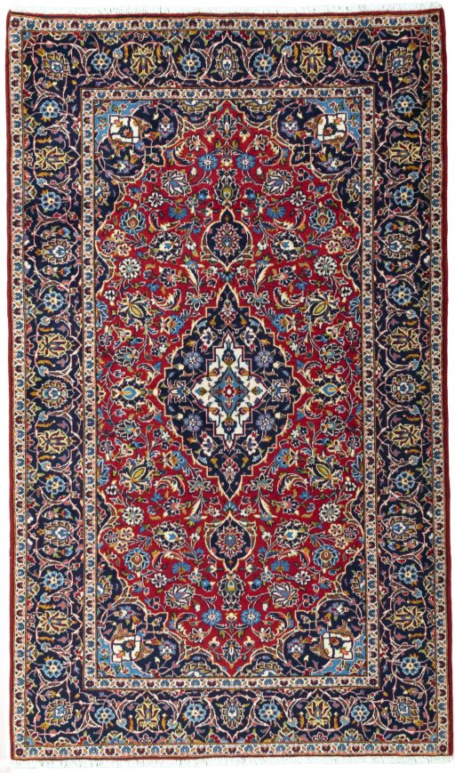 Full view of 2000s Kashan rug from Iran / Persia, 246 × 144 cm in Red tones