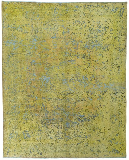 Full view of 1970s Vintage rug from Pakistan, 369 × 295 cm in Yellow tones