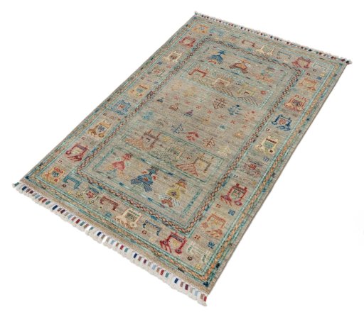Close-up detail of New Samarkand rug from Pakistan showing Wool weave