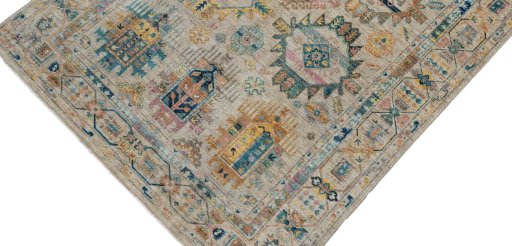 Backside of handmade New Samarkand rug showing knot structure and weave density
