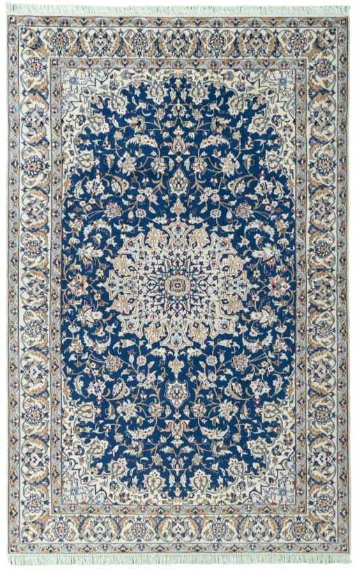 Full view of 2000s Nain rug from Iran / Persia, 280 × 180 cm in Blue tones