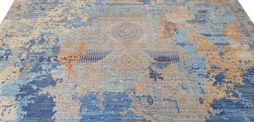 Backside of handmade New Haj-jalili rug showing knot structure and weave density