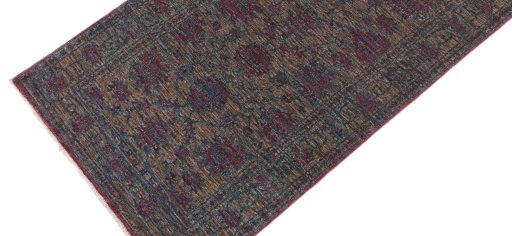 Backside of handmade New Farahan rug showing knot structure and weave density