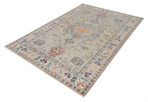 Close-up detail of New Kazak rug from Pakistan showing Wool weave