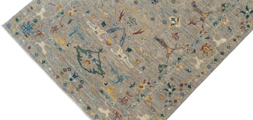 Backside of handmade New Farahan rug showing knot structure and weave density