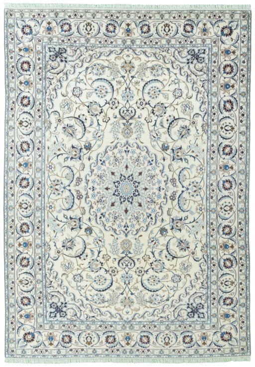 Full view of 2000s Nain rug from Iran / Persia, 350 × 247 cm in Beige tones