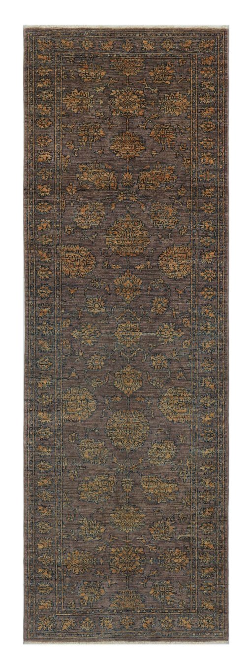 Full view of New Farahan rug from Pakistan, 242 × 79 cm in Brown tones