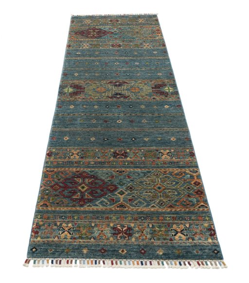 Surface texture of New Samarkand rug with natural Wool and intricate pattern
