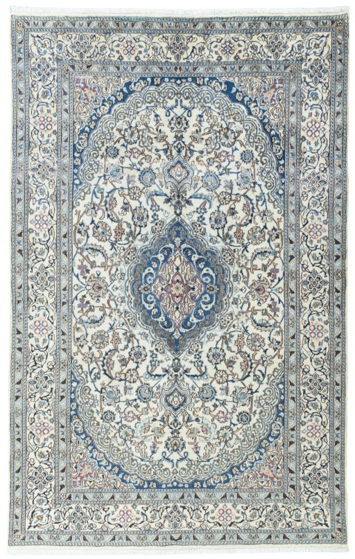 Full view of 2000s Nain rug from Iran / Persia, 308 × 195 cm in Beige tones