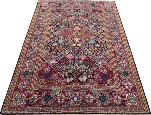 Surface texture of 2000s Kashan rug with natural Wool and intricate pattern