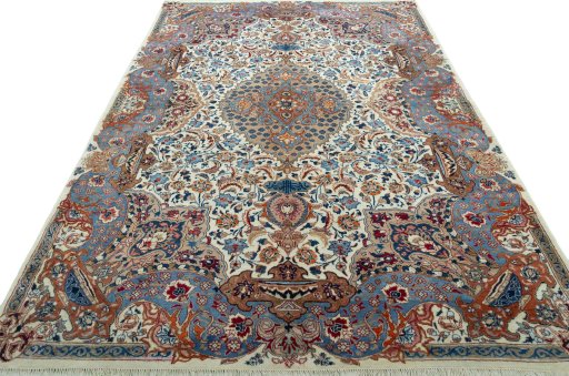 Surface texture of 2000s Kashmar rug with natural Wool and intricate pattern