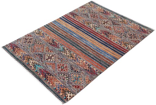 Close-up detail of New Samarkand rug from Pakistan showing Wool weave