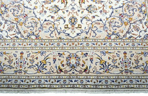 Full view of 2000s Kashan rug from Iran / Persia, 300 × 202 cm in Beige tones