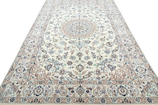 Surface texture of New Nain rug with natural Wool and intricate pattern