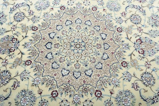 Central medallion detail of 2000s Nain rug from Iran / Persia