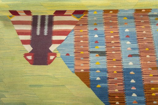 Full view of New Kilim Dastan rug from Turkey, 198 × 124 cm in Multi Color tones